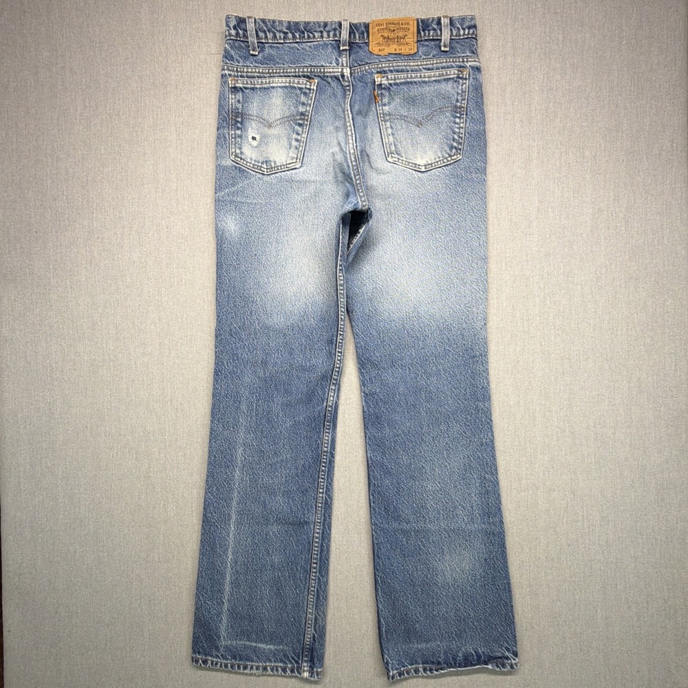 Vtg Levis 517 Jeans Mens 34x34 (Fits 33x32) Orange Tab Bootcut Made in USA Fade